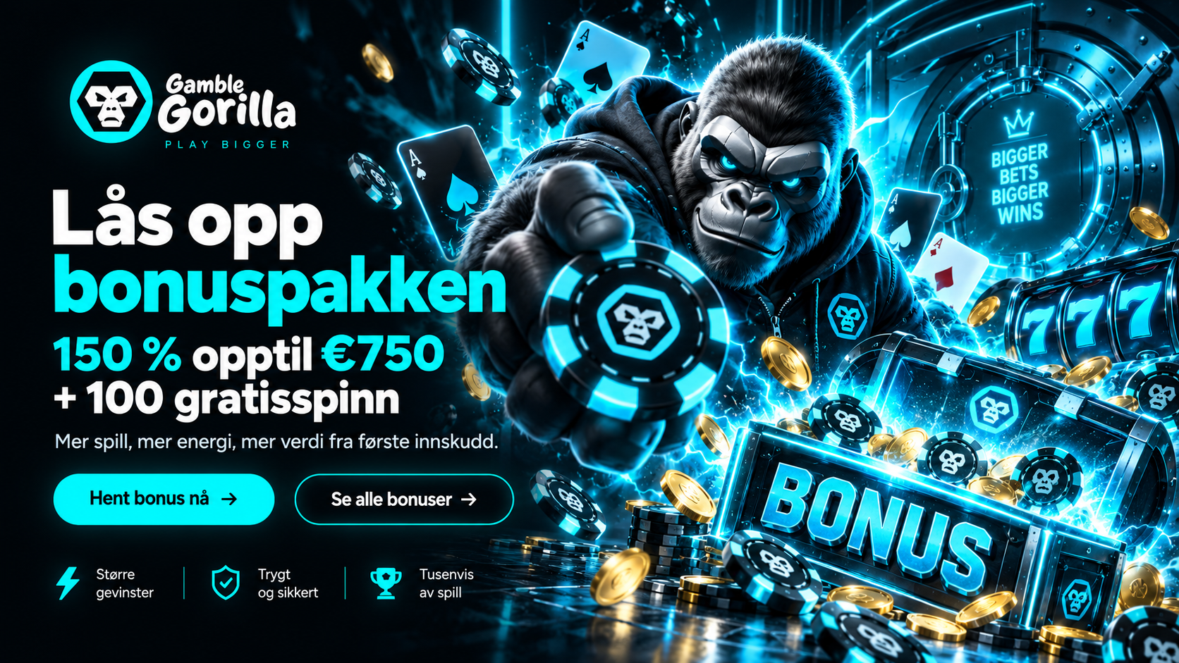 GambleGorilla bonus – opptil €2 000 + 1 000 Free Spins