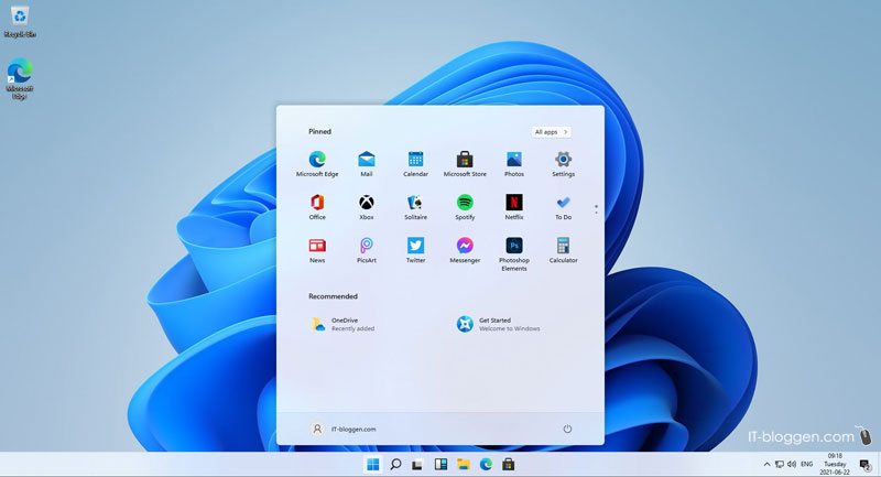 Nya startmenyn i Windows 11